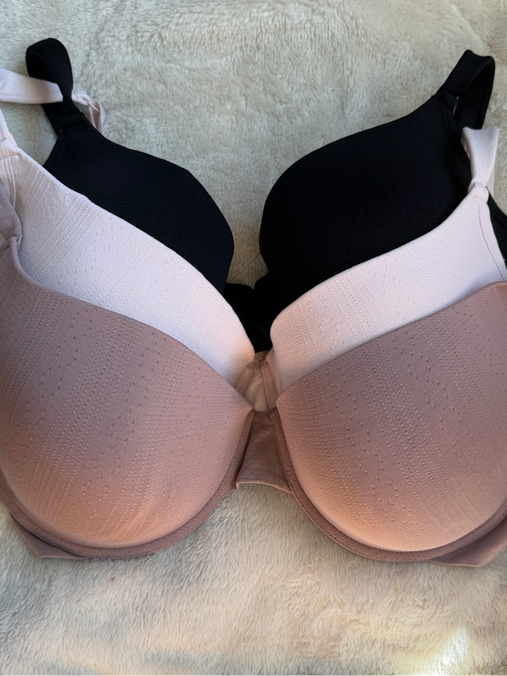 Laura Ashley Smooth T-Shirt Bras in Black, Light Pink, Mauve - 42D